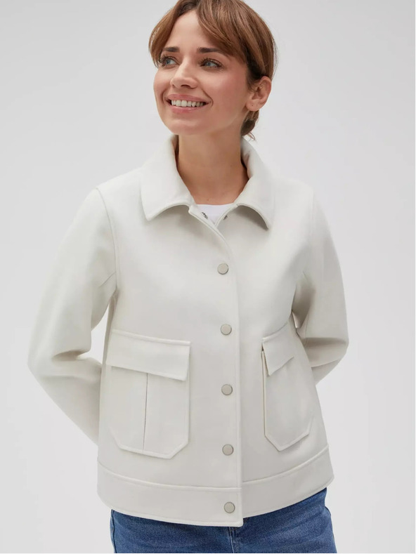 Moodo Cremefarbene Damen Shirtjacke Moodo