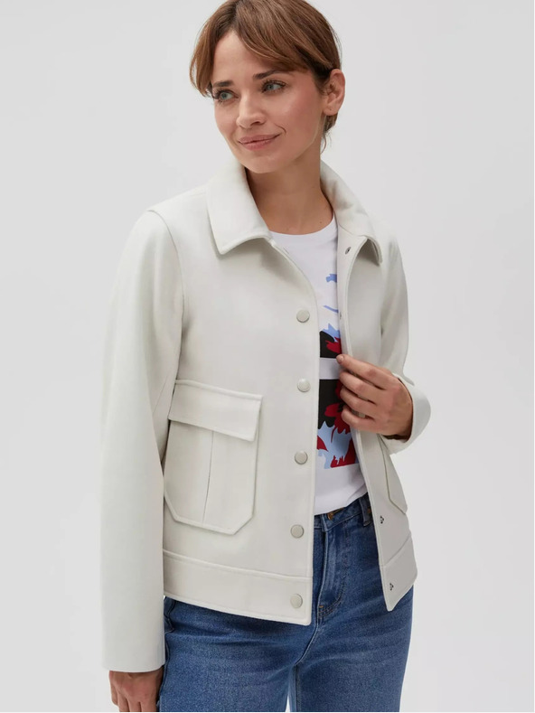 Moodo Cremefarbene Damen Shirtjacke Moodo