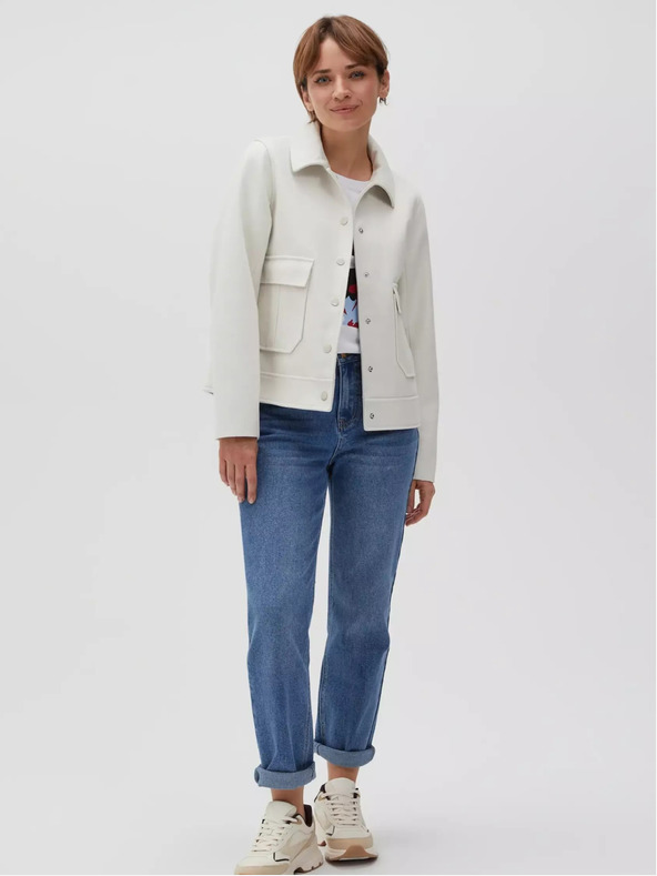 Moodo Cremefarbene Damen Shirtjacke Moodo