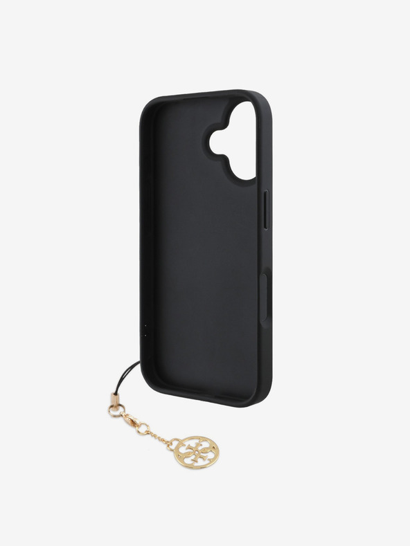 Guess Guess 4G Charm Back Cover für iPhone 16 Ton in Ton Grau