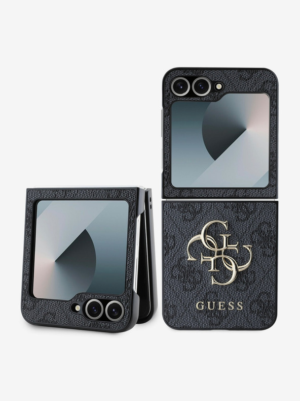 Guess Guess PU 4G Metall-Logo-Rückseite für Samsung Galaxy Z Flip 6 Grau