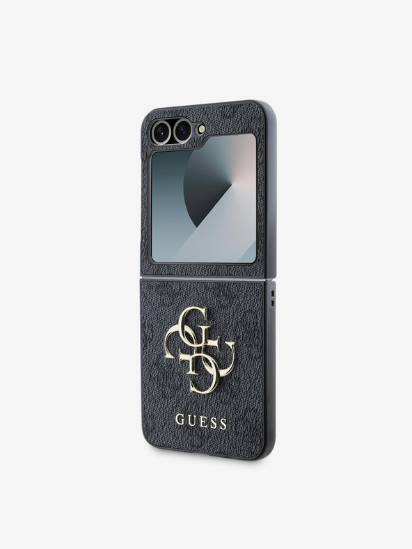 Guess Guess PU 4G Metall-Logo-Rückseite für Samsung Galaxy Z Flip 6 Grau