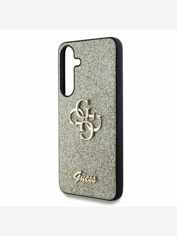 Guess Guess PU Fixed Glitter 4G Metall Logo Back Cover für Samsung Galaxy S25+ Gold