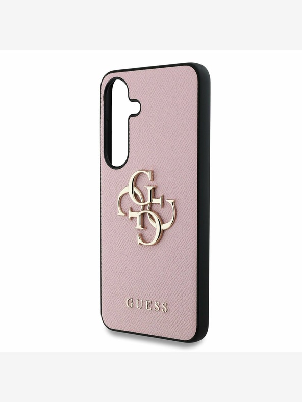 Guess Guess PU genarbtes 4G Metall-Logo Rückseite für Samsung Galaxy S25+ Pink