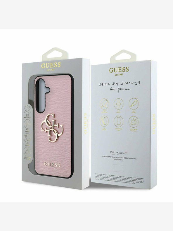 Guess Guess PU genarbtes 4G Metall-Logo Rückseite für Samsung Galaxy S25+ Pink