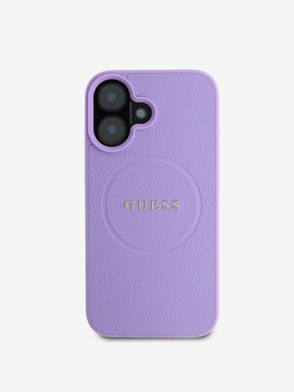 Guess Guess PU Grained Classic Logo MagSafe Back Cover für iPhone 16 Lila