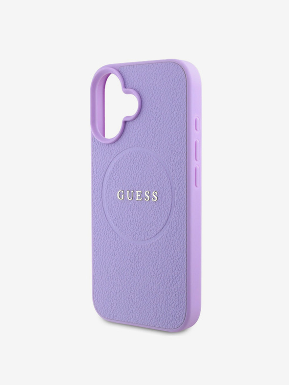 Guess Guess PU Grained Classic Logo MagSafe Back Cover für iPhone 16 Lila