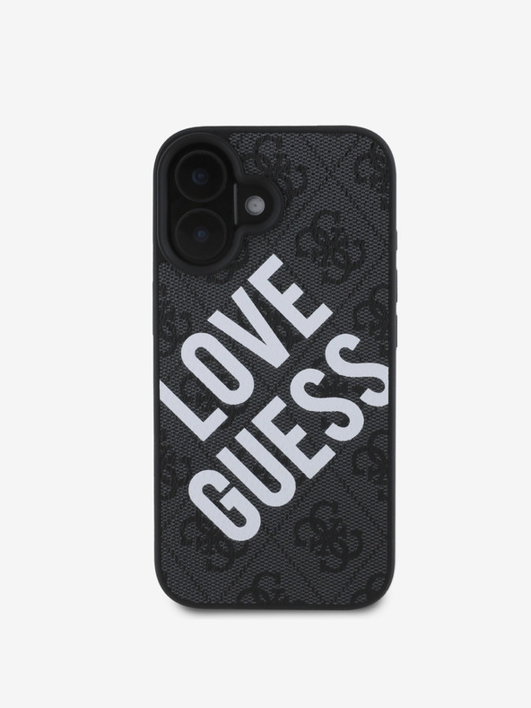 Guess Guess PU Leder 4G Big Love Logo MagSafe Schutzhülle für iPhone 16 Schwarz
