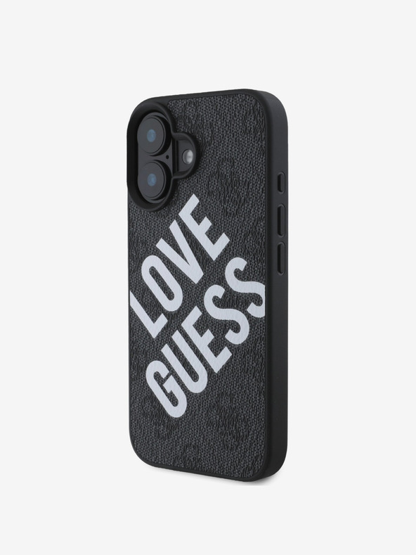 Guess Guess PU Leder 4G Big Love Logo MagSafe Schutzhülle für iPhone 16 Schwarz