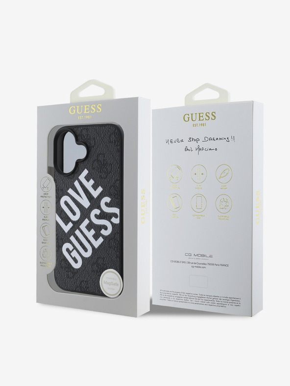 Guess Guess PU Leder 4G Big Love Logo MagSafe Schutzhülle für iPhone 16 Schwarz