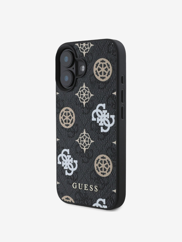 Guess Guess PU 4G Peony MagSafe Back Cover für iPhone 16 Schwarz