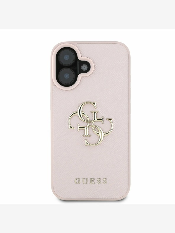 Guess Guess PU genarbtes 4G Metall-Logo Backcover für iPhone 16 Pink