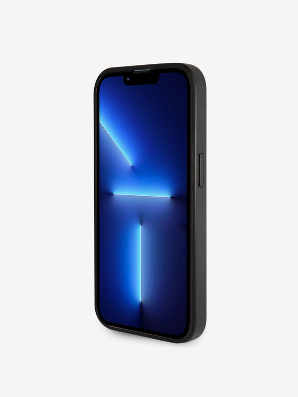 Guess Guess PU Fixed Glitter 4G Metall Logo Back Cover für iPhone 15 Pro Max Schwarz