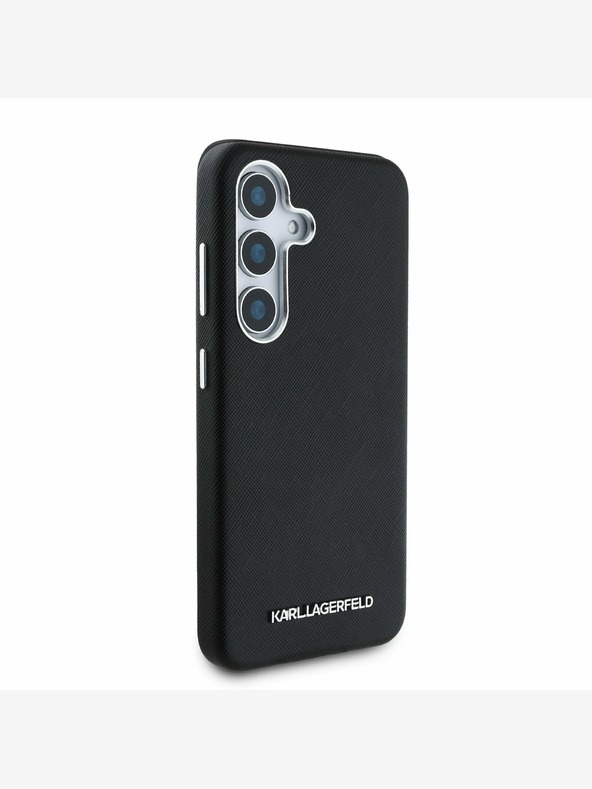 Karl Lagerfeld Karl Lagerfeld PU Saffiano Metall Logo und Rahmen Schutzhülle für Samsung Galaxy S25+ Schwarz