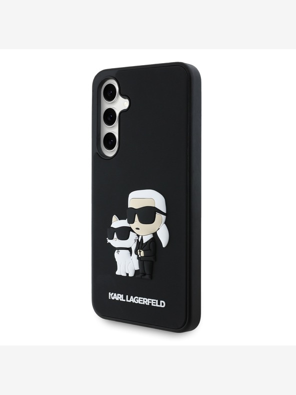 Karl Lagerfeld Karl Lagerfeld 3D Gummi Karl und Choupette Rückendeckel für Samsung Galaxy S24 FE Schwarz