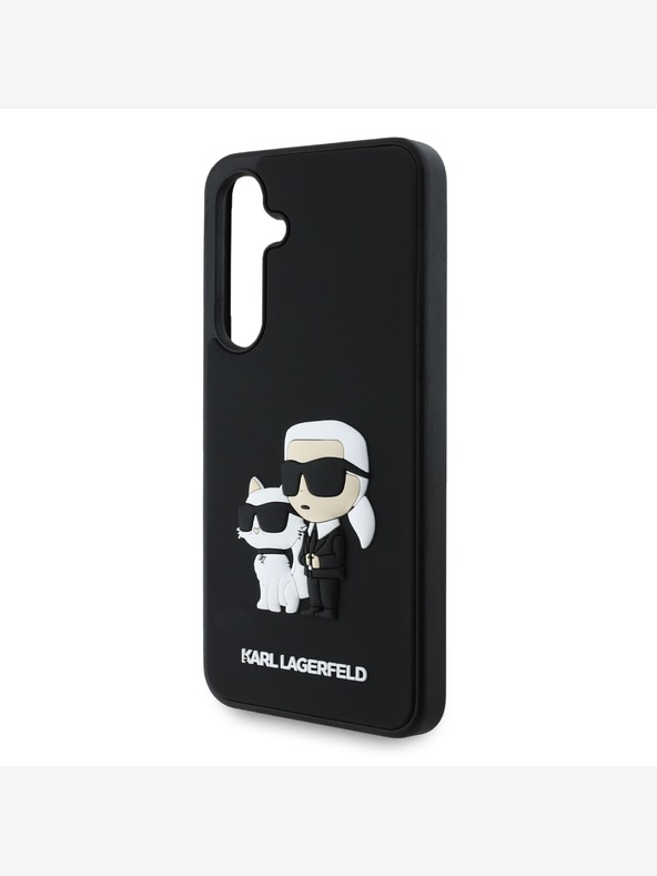 Karl Lagerfeld Karl Lagerfeld 3D Gummi Karl und Choupette Rückendeckel für Samsung Galaxy S24 FE Schwarz
