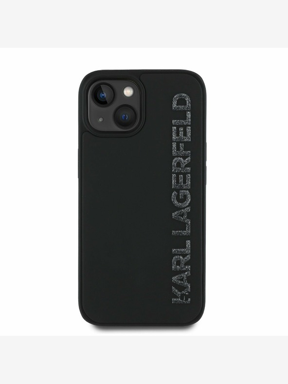 Karl Lagerfeld Karl Lagerfeld 3D Rubber Glitter Logo Back Cover für iPhone 15 Schwarz