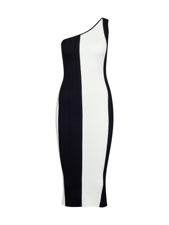Orsay Schwarz-weißes Damen-Midikleid ORSAY