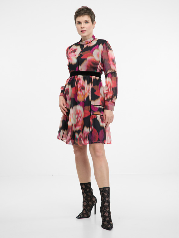 Orsay Rot gemustertes knielanges Damenkleid ORSAY