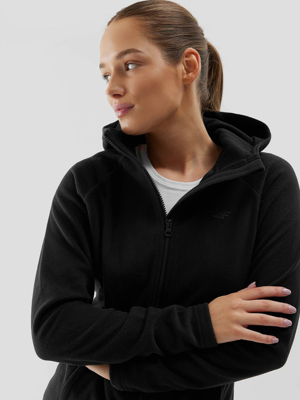 4F Damen Fleece-Sweatjacke mit Reißverschluss und Kapuze Regular 4F