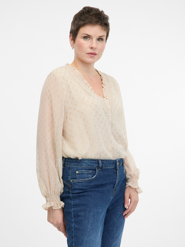 Orsay Beige Bluse mit langen Ärmeln ORSAY