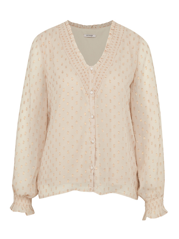 Orsay Beige Bluse mit langen Ärmeln ORSAY