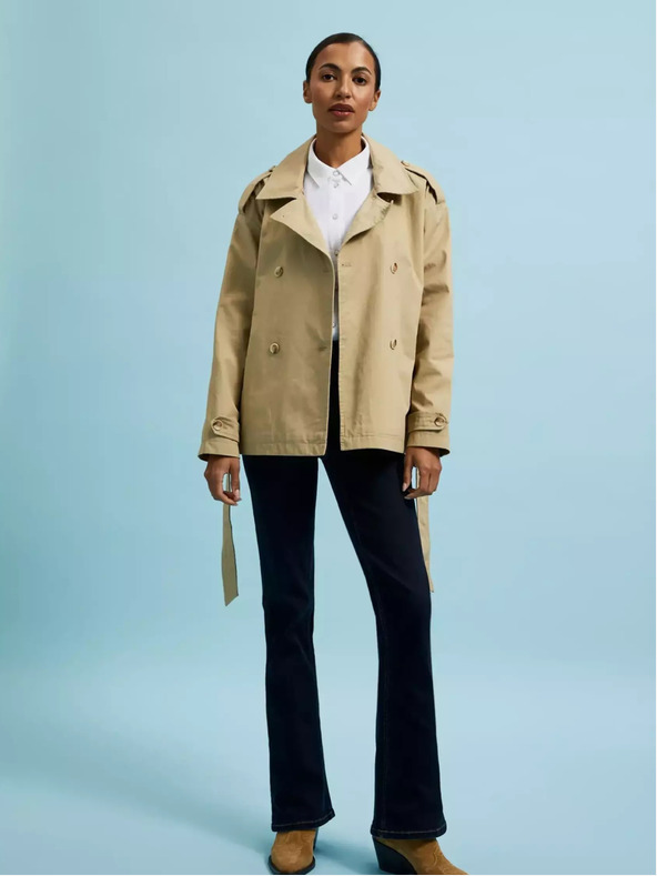 Moodo Beigefarbener Damen-Kurztrenchcoat Moodo