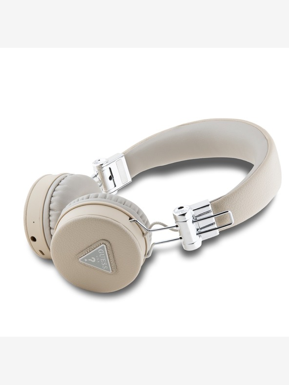 Guess Guess PU Genarbtes Dreieck Logo ENC Kabellose Kopfhörer Beige