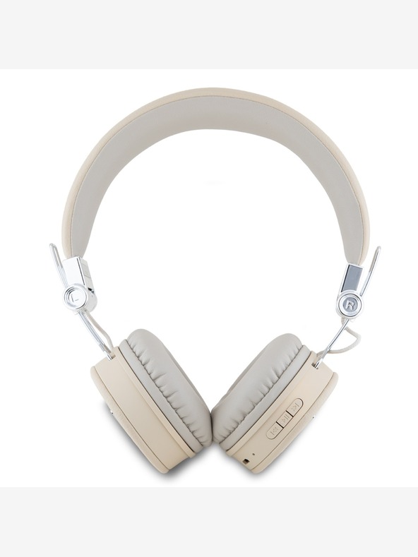 Guess Guess PU Genarbtes Dreieck Logo ENC Kabellose Kopfhörer Beige