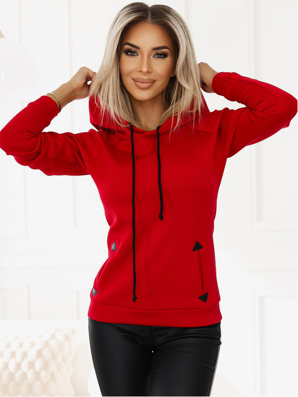 numoco Bequemes warmes Sweatshirt mit Kapuze und Taschen - rot Numoco