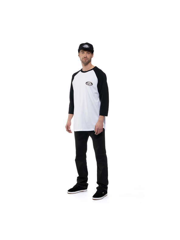 Horsefeathers T-shirt Dynamo Raglan - weiß/schwarz HORSEFEATHERS