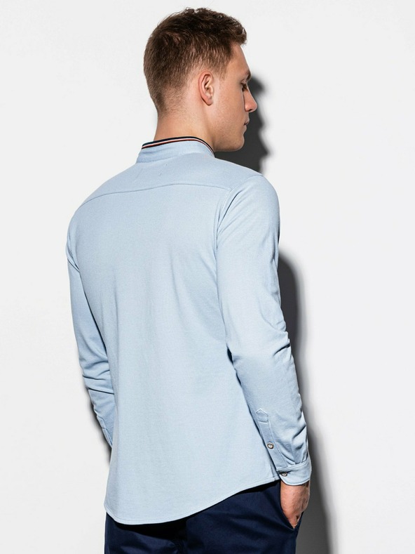 Ombre Clothing Hellblaues Herren-Stehhemd K542