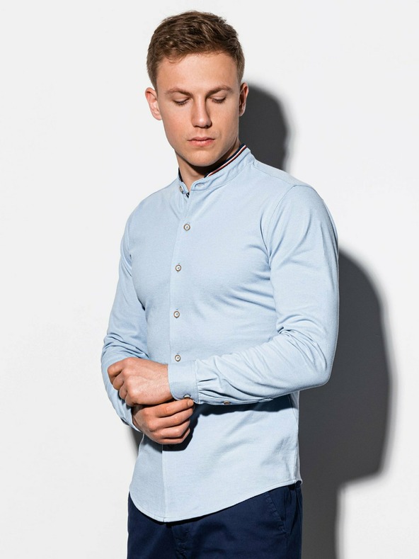 Ombre Clothing Hellblaues Herren-Stehhemd K542