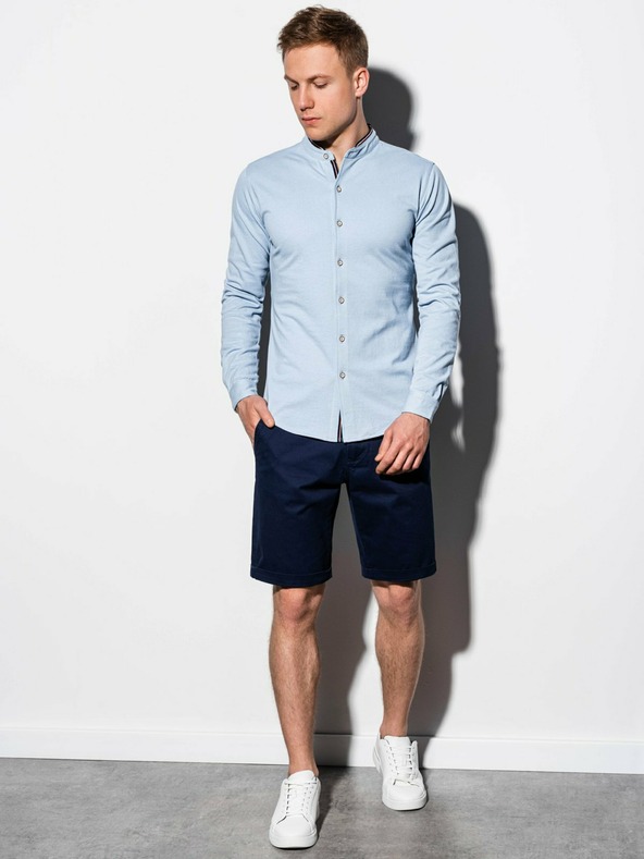 Ombre Clothing Hellblaues Herren-Stehhemd K542