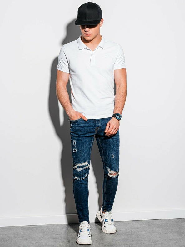 Ombre Clothing Weißes Herren-Poloshirt Ombre Clothing