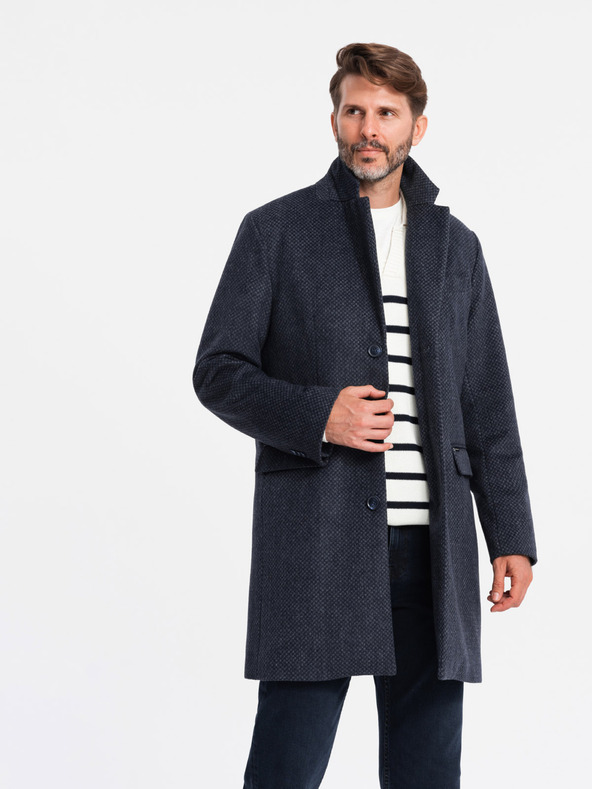 Ombre Clothing Herren Wollmantel ohne Knöpfe Ombre Clothing V1 OM-COWC-0121