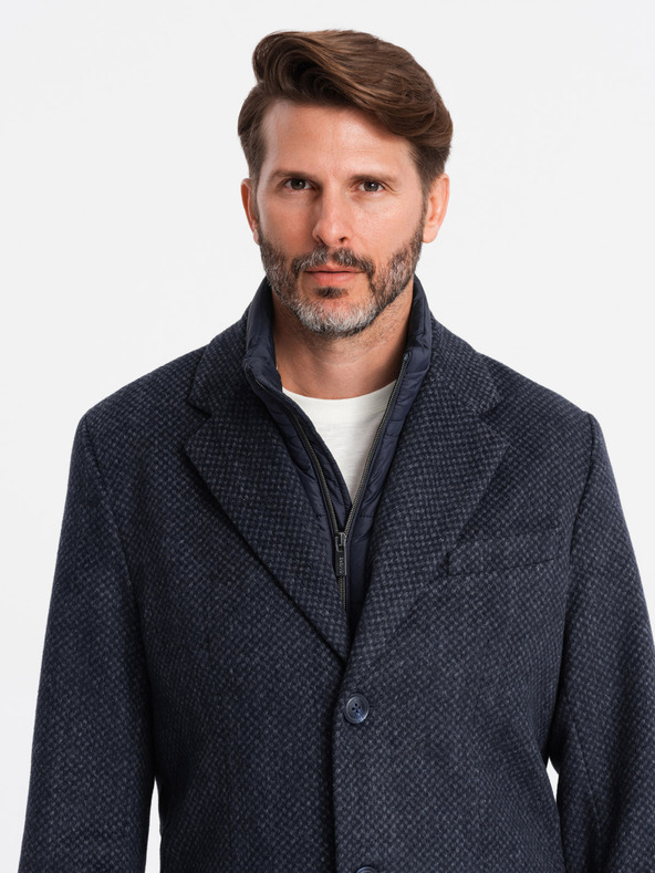 Ombre Clothing Herren Wollmantel ohne Knöpfe Ombre Clothing V1 OM-COWC-0121