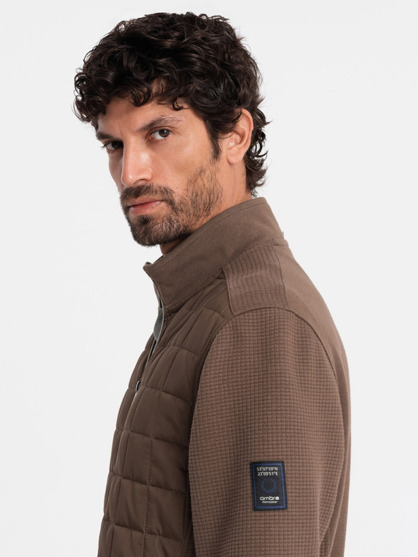 Ombre Clothing Leichte Herrenjacke mit Reißverschluss und gesteppter Front Ombre Clothing V3 OM-JANP-0193
