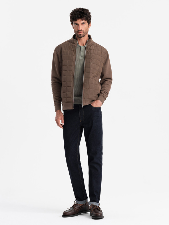 Ombre Clothing Leichte Herrenjacke mit Reißverschluss und gesteppter Front Ombre Clothing V3 OM-JANP-0193