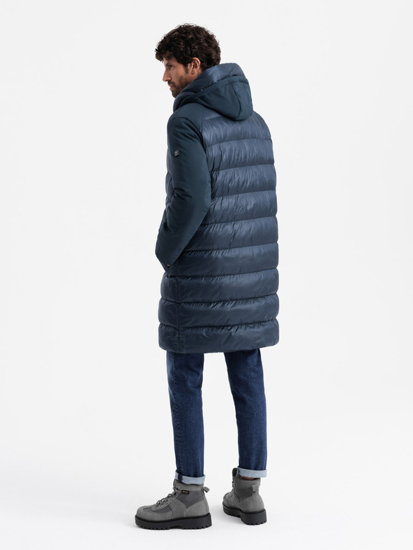 Ombre Clothing Herren Steppjacke lang mit großen Taschen Ombre Clothing