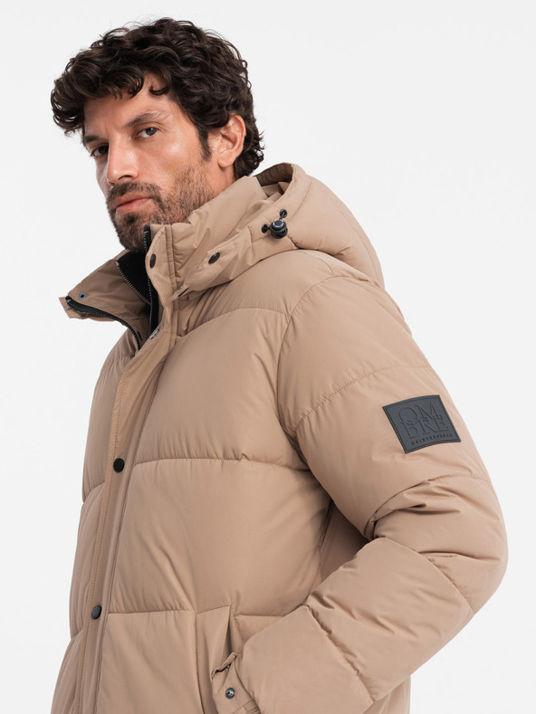 Ombre Clothing Lange Parka-Steppjacke für Herren mit abnehmbarer Kapuze Ombre Clothing