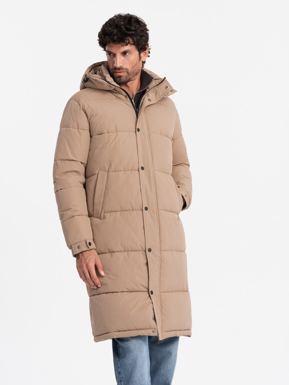 Ombre Clothing Lange Parka-Steppjacke für Herren mit abnehmbarer Kapuze Ombre Clothing