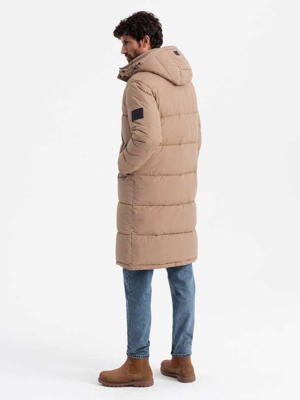 Ombre Clothing Lange Parka-Steppjacke für Herren mit abnehmbarer Kapuze Ombre Clothing