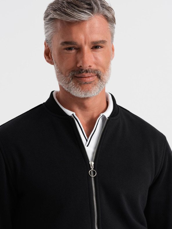 Ombre Clothing Herren Baumwoll-Stretch-Bomber-Sweatshirt schwarz Ombre Clothing