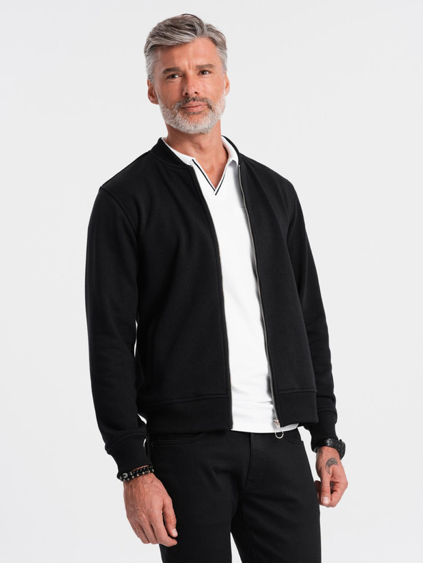 Ombre Clothing Herren Baumwoll-Stretch-Bomber-Sweatshirt schwarz Ombre Clothing