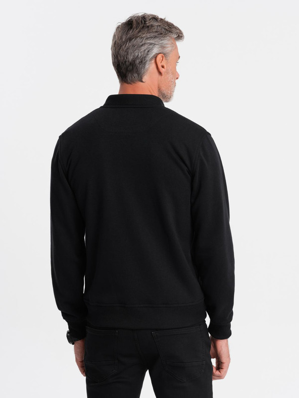 Ombre Clothing Herren Baumwoll-Stretch-Bomber-Sweatshirt schwarz Ombre Clothing