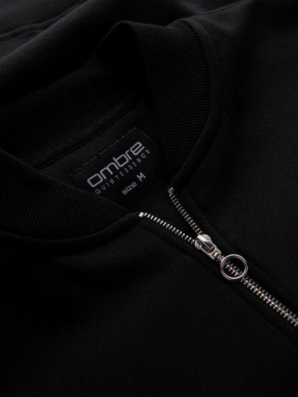 Ombre Clothing Herren Baumwoll-Stretch-Bomber-Sweatshirt schwarz Ombre Clothing