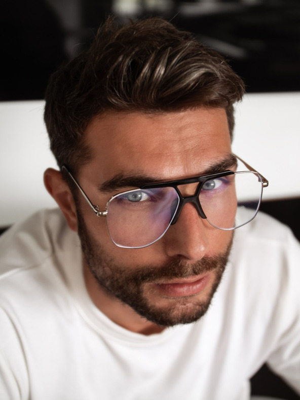VEYREY VeyRey Asa Silber Blau Lichtblockierende Sonnenbrille