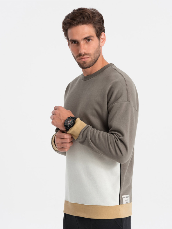 Ombre Clothing Weißes und graues Sweatshirt für Herren Ombre Clothing