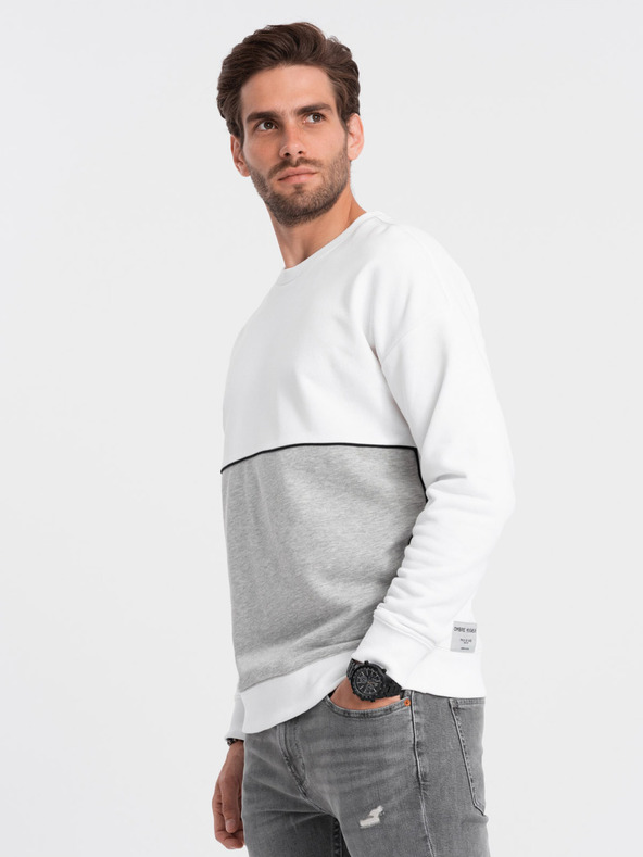 Ombre Clothing Graues und weißes Herren-Sweatshirt Ombre Clothing